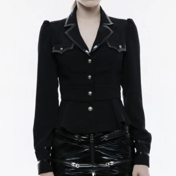 Military Uniform Long Sleeve Shirt - Black -