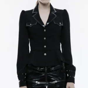 Military Uniform Long Sleeve Shirt - Black -
