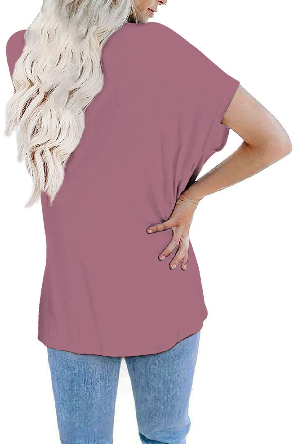 MINT PLUS PINK Womens Oversized Tops Crew Neck Short Sleeve T Shirts Loose fit Tunic