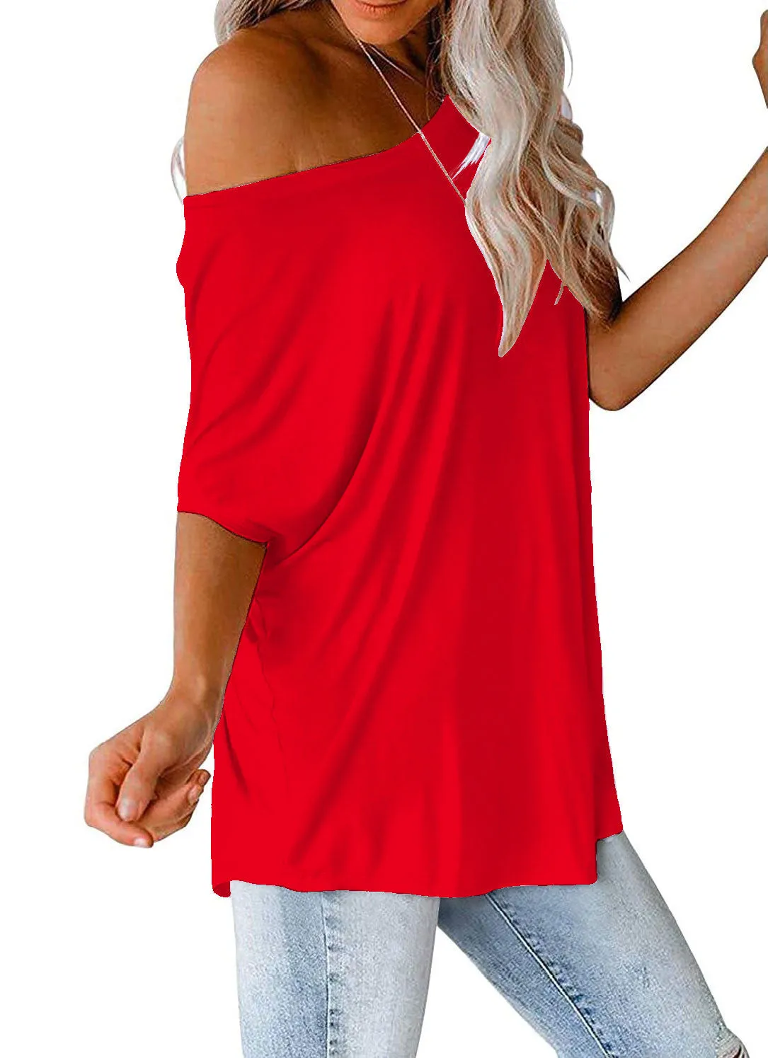 MINT PLUS PINK Womens Oversized Tops Crew Neck Short Sleeve T Shirts Loose fit Tunic