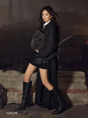 Miss Sixty X Keith Haring Capsule Collection Long Fit Trench Coat In Black