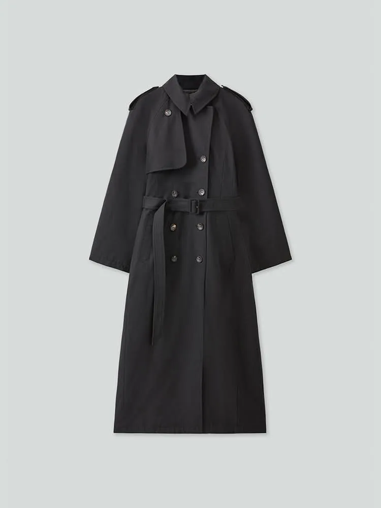 Miss Sixty X Keith Haring Capsule Collection Long Fit Trench Coat In Black