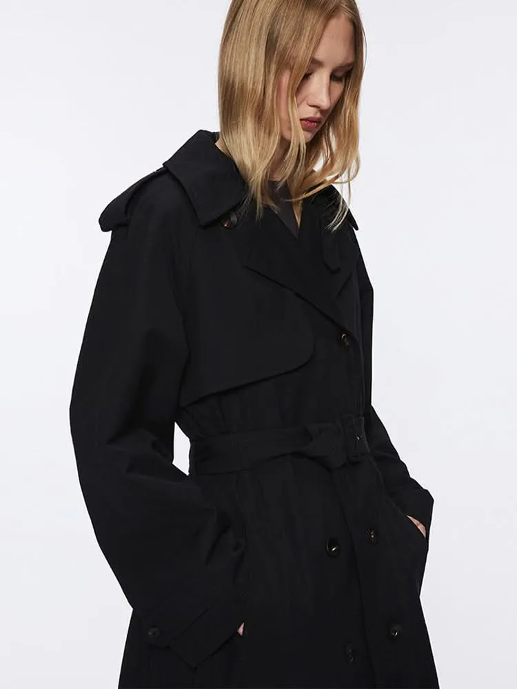 Miss Sixty X Keith Haring Capsule Collection Long Fit Trench Coat In Black