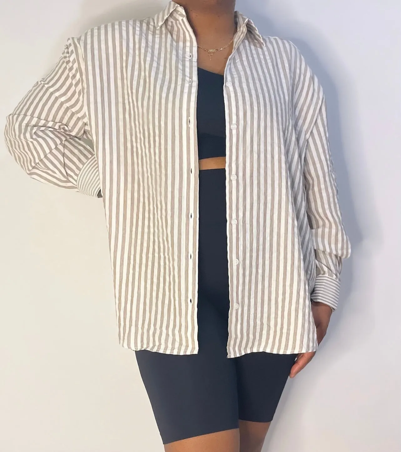 Mix Stripe Button Down
