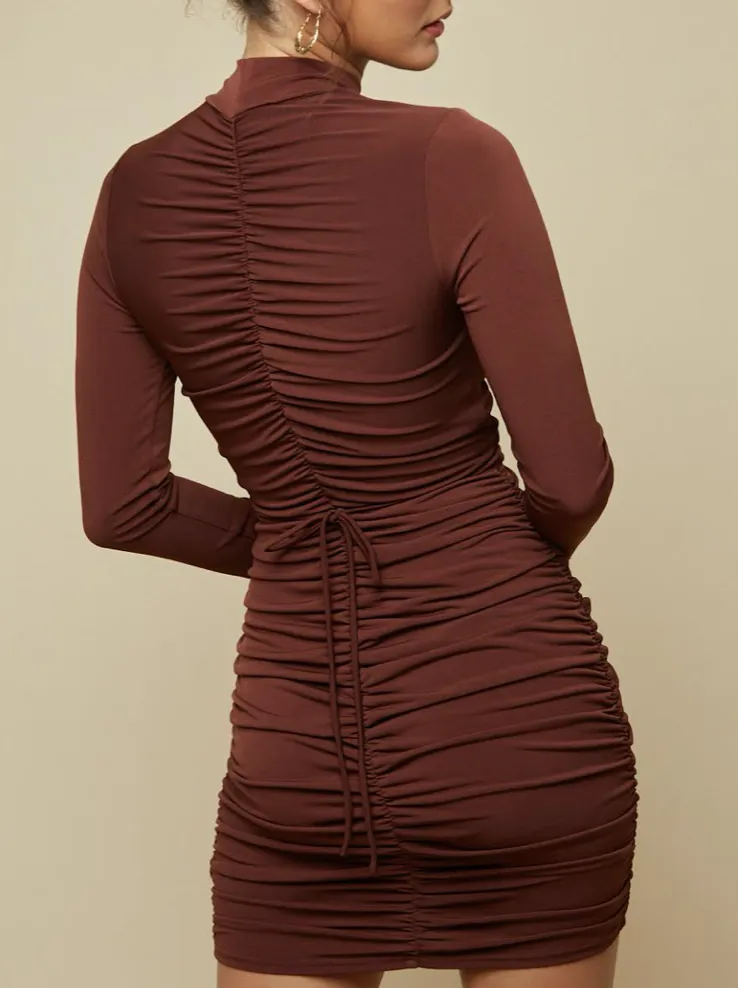 Mock Neck Long Sleeve Cut Out Mini Dress