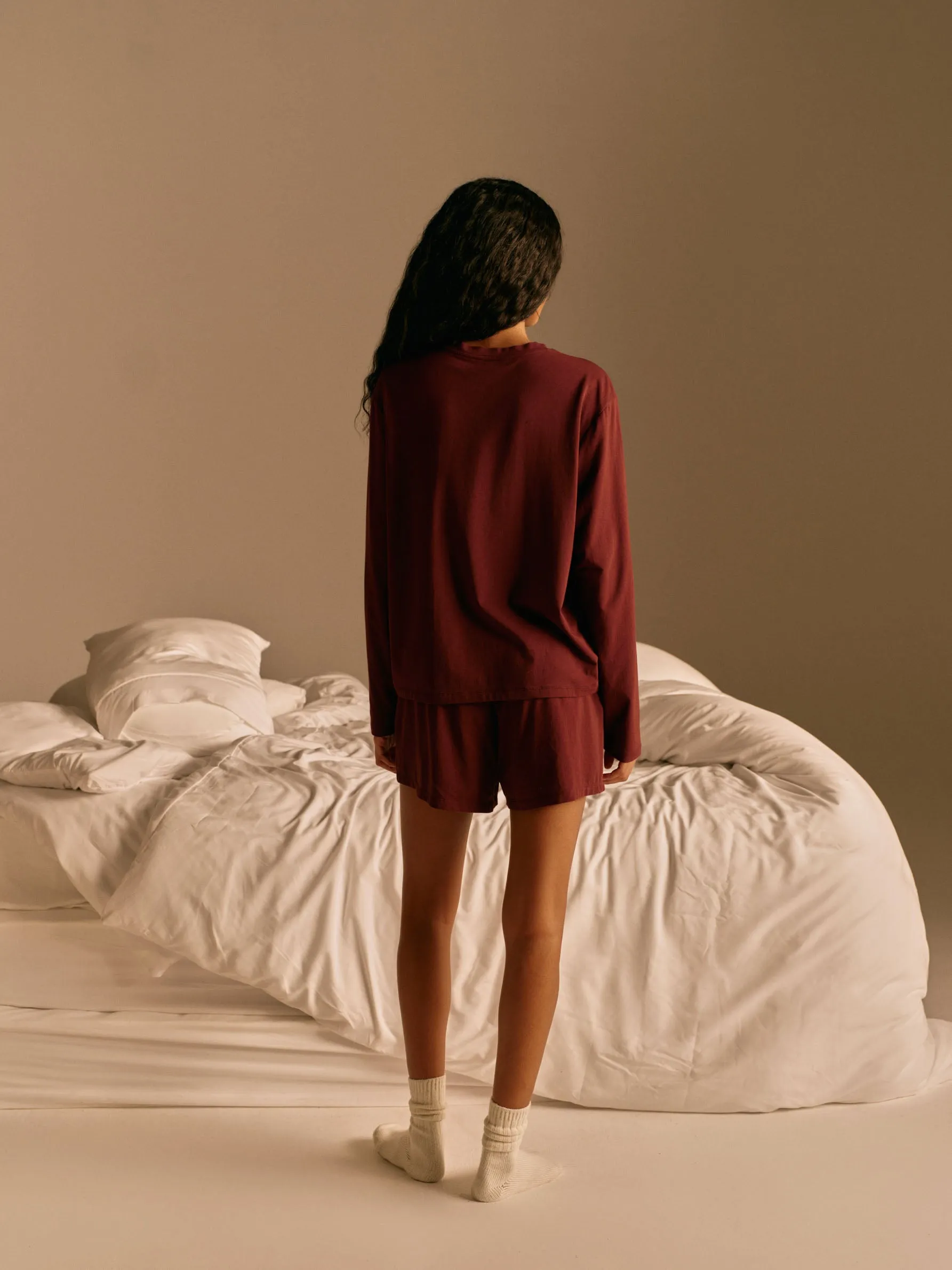 Modal Long Sleeve T-shirt - Burgundy