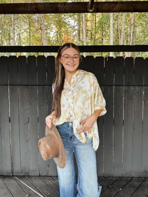 Mojave Desert Oversized Button Front Blouse