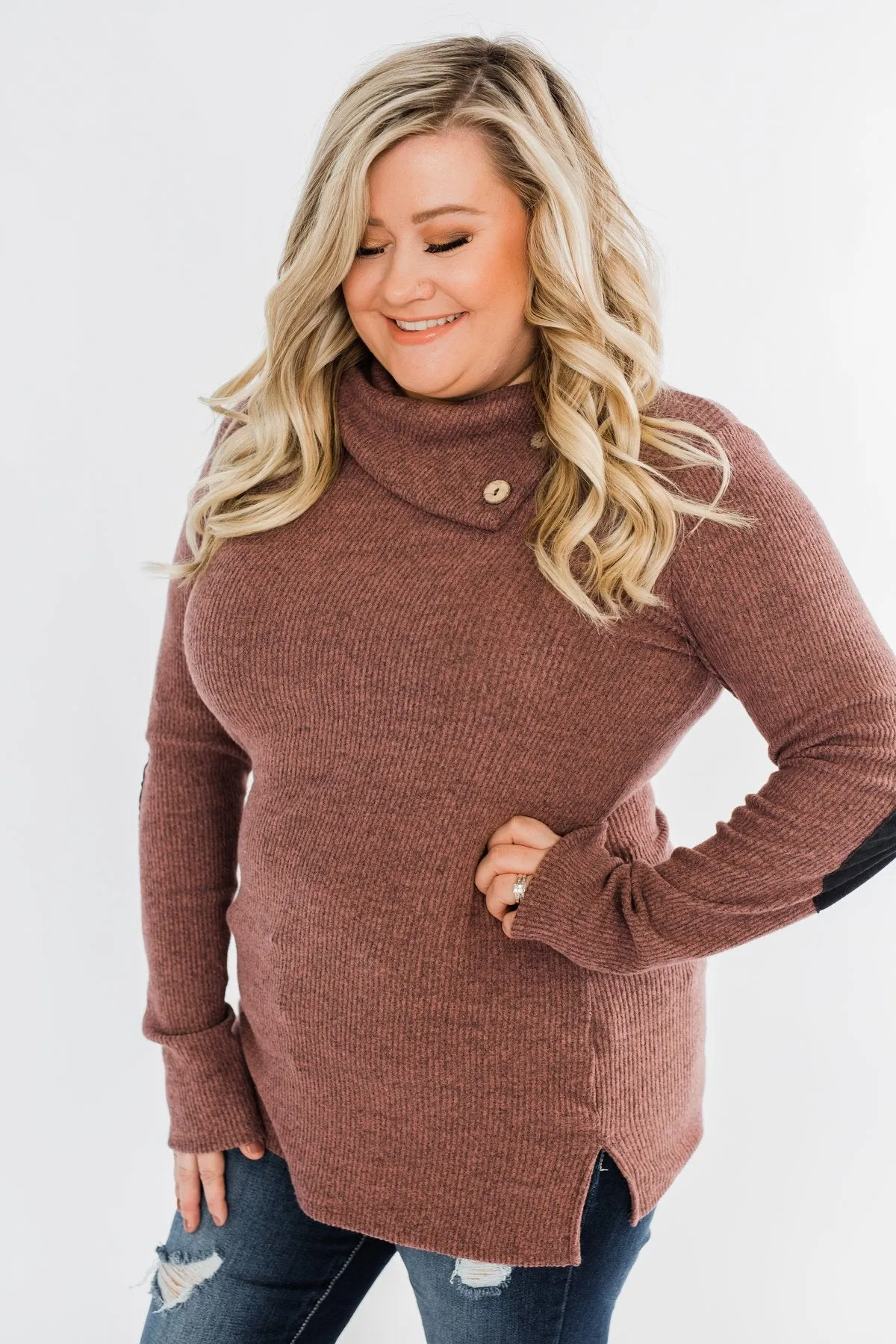 Moments Like This Knit Button Top- Dark Mauve