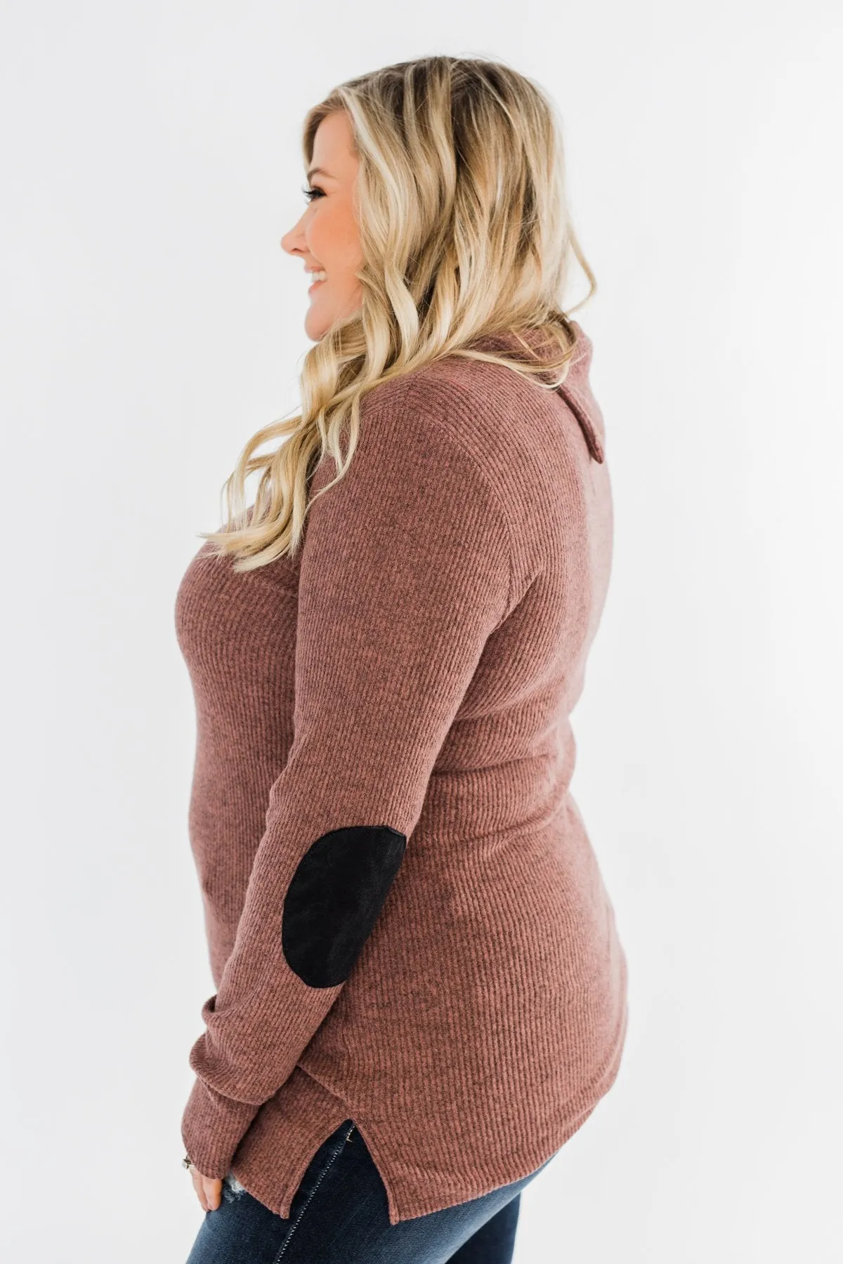 Moments Like This Knit Button Top- Dark Mauve