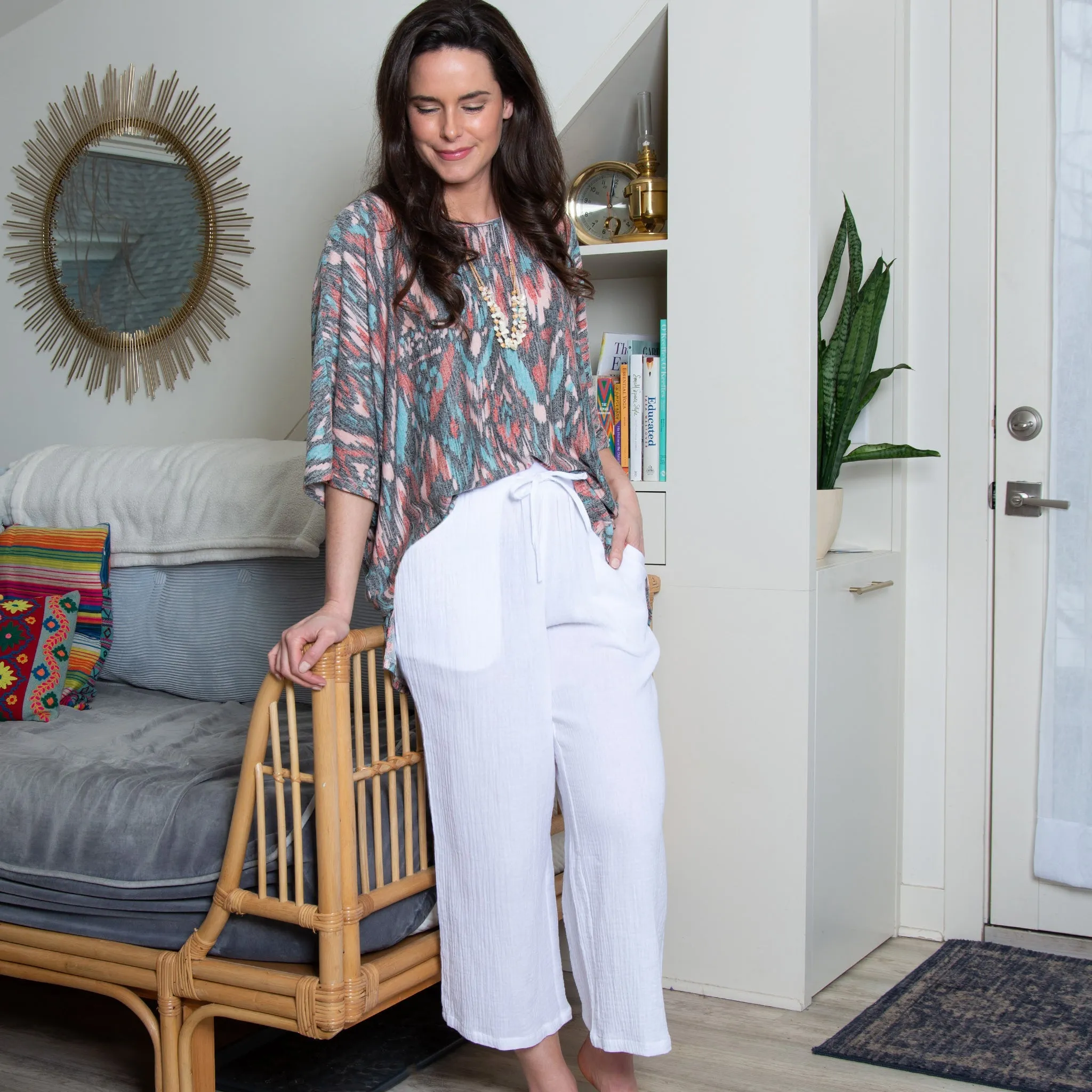 Monroe Gauze Wide Leg Cropped Pants