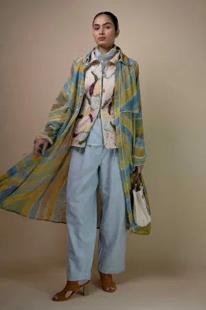 Mulmul Hand Painted Long Trench