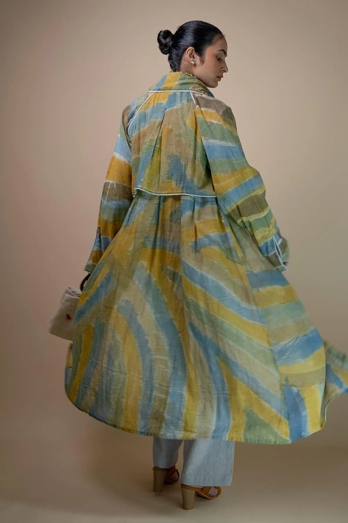 Mulmul Hand Painted Long Trench