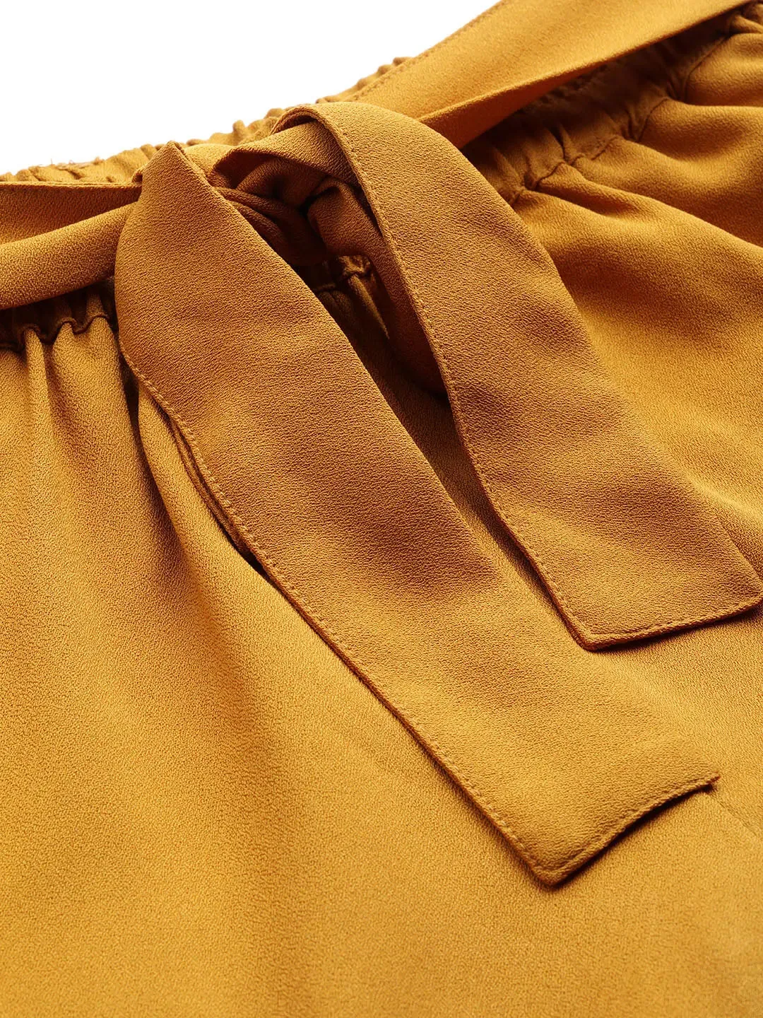 Mustard Side Tape Detail Tapered Pants