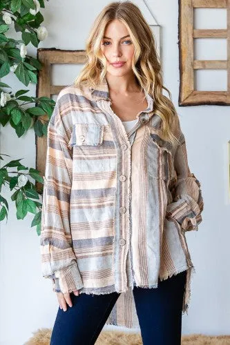 Natural Mineral Wash Stripe Button Front Shirt