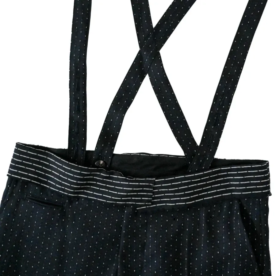 NAVY DOT SUSPENDER TROUSERS