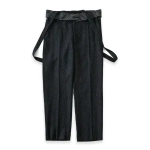 NAVY DOT SUSPENDER TROUSERS