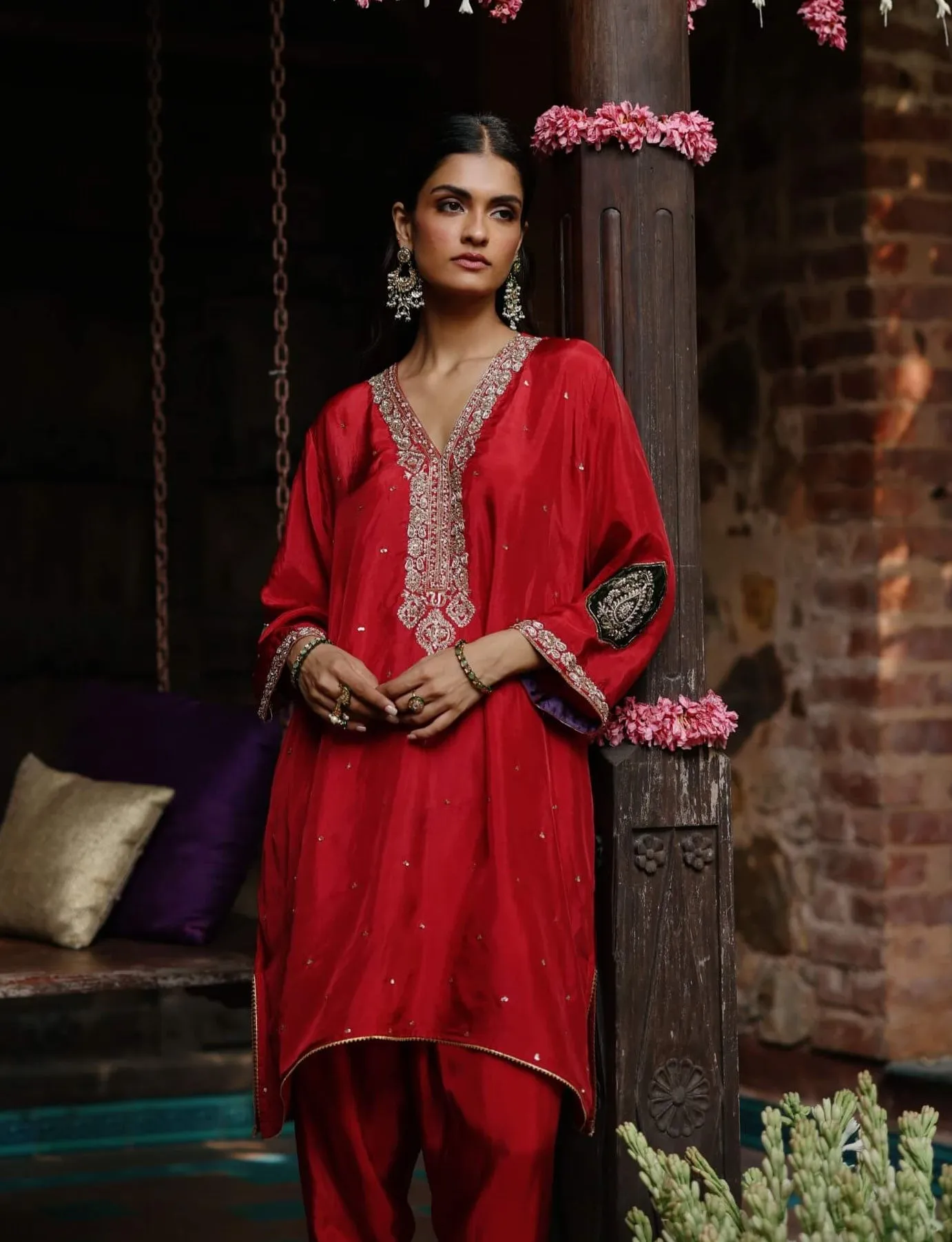 Nazira red kurta set