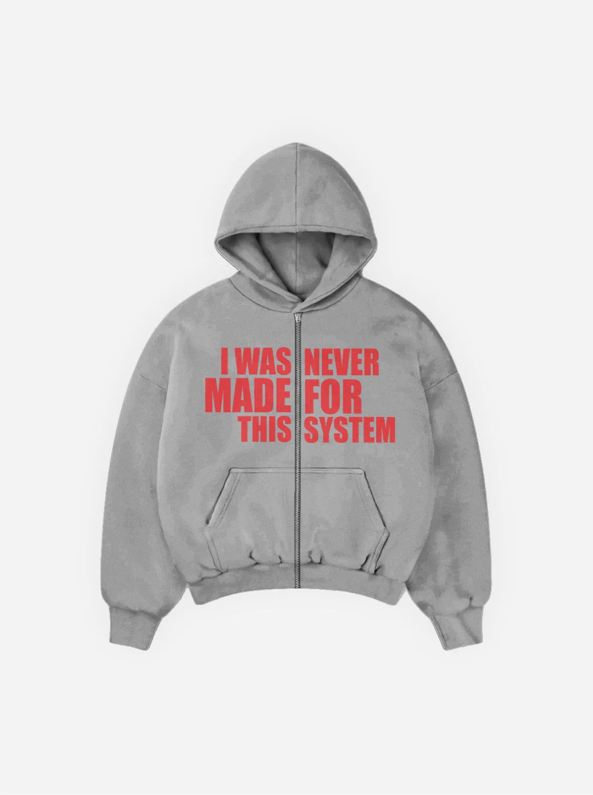 NEVER MADE GRAY ZIP HOODIE