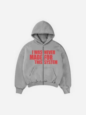 NEVER MADE GRAY ZIP HOODIE