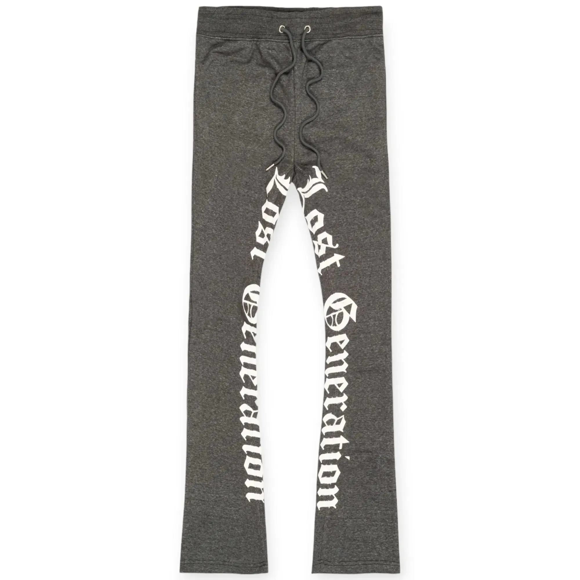 Nexus Clothing Men Lost Generation Stacked Sweatpants (Charcoal Grey White)