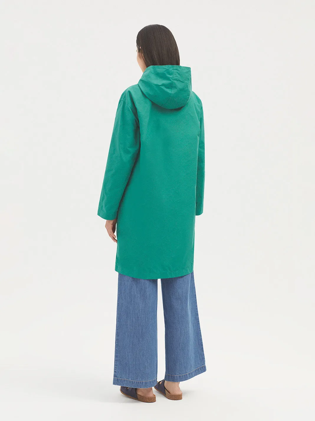 Nice Things Colored Trench Coat with Hood - Green