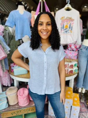 Norah Collared Pinstripe Button Up Top