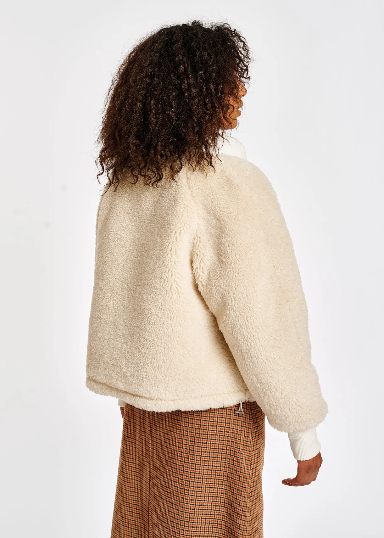 Off-white faux fur puffer jacket