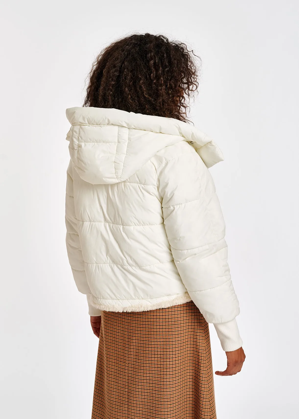 Off-white faux fur puffer jacket
