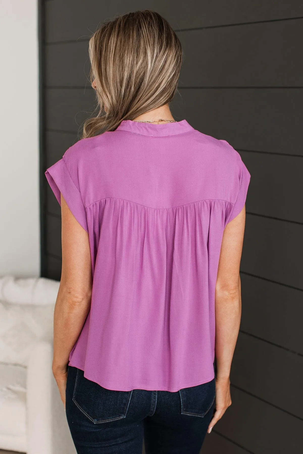 On My Radar Button Top- Dark Orchid
