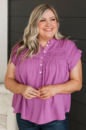 On My Radar Button Top- Dark Orchid