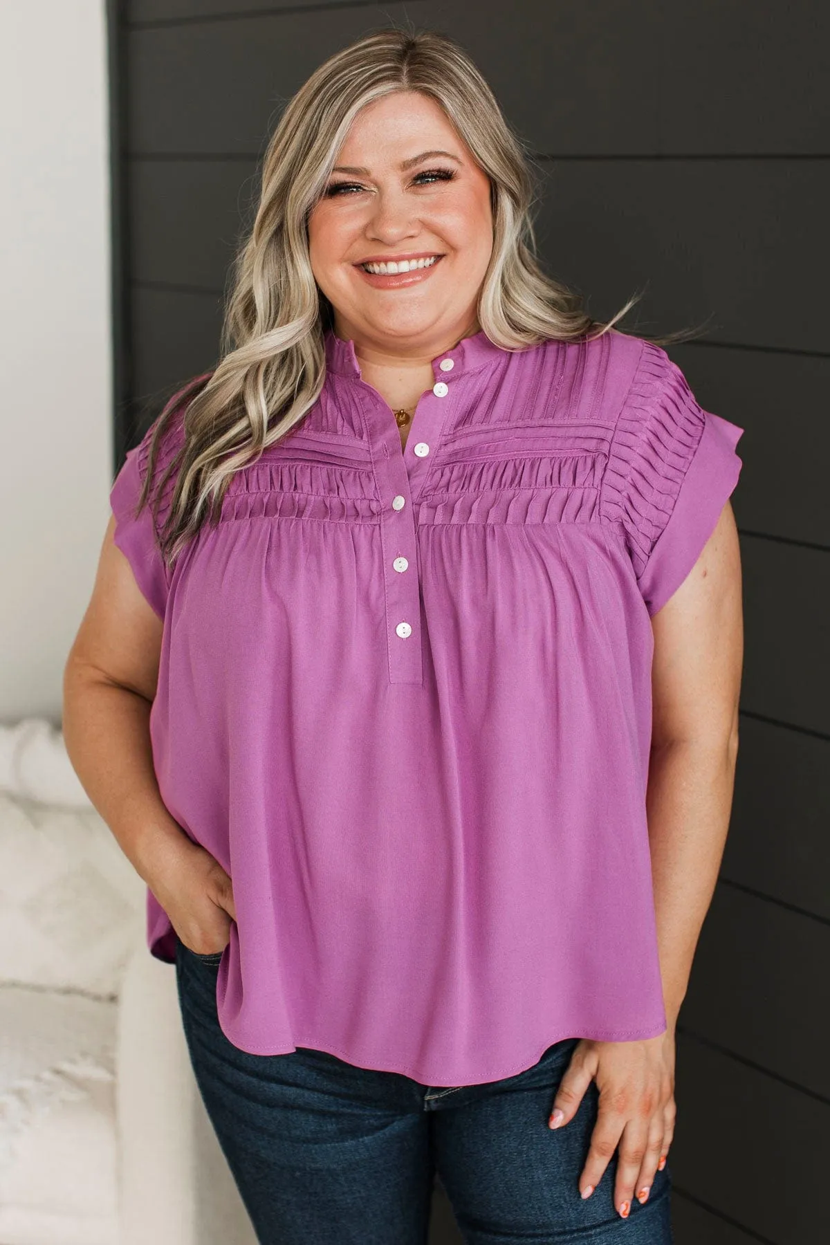 On My Radar Button Top- Dark Orchid