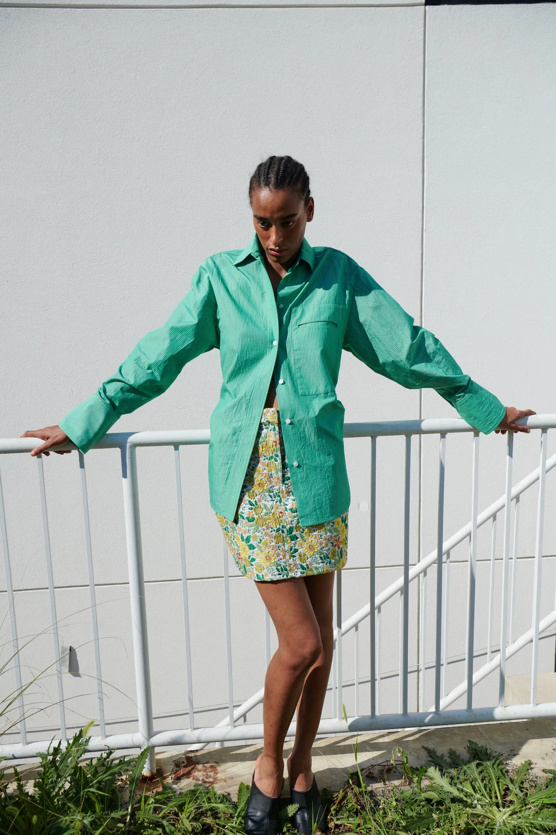 Oversize Pocket Button Down - Clover Stripe