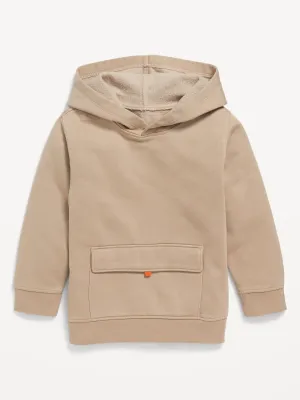 Oversized Cargo-Pocket Pullover Hoodie for Toddler Boys