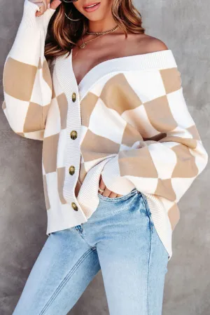 Parchment Colorblock Plaid Button Up Cardigan