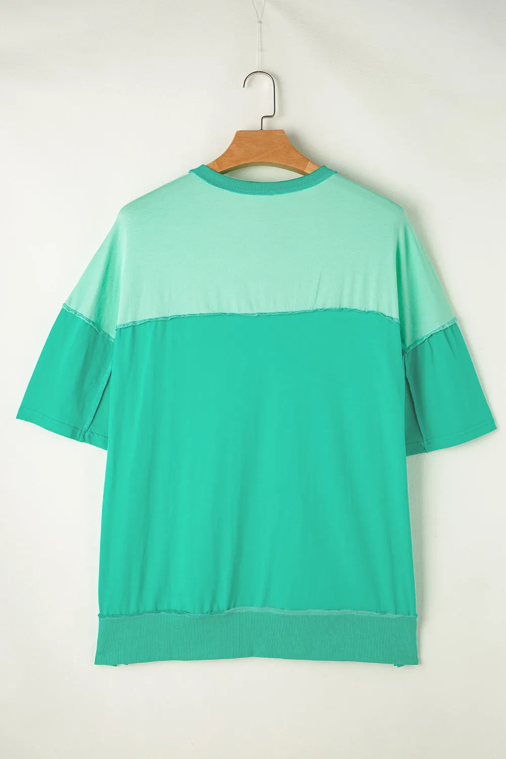 Patchwork Half Button T Shirt
