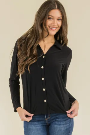 PEARL BUTTON FULL PLACKET COLLAR SHIRT