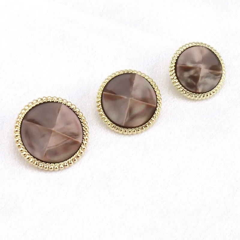 Pearl Luster Faceted Resin Metal Shank Buttons for Outerwear 15 Pack