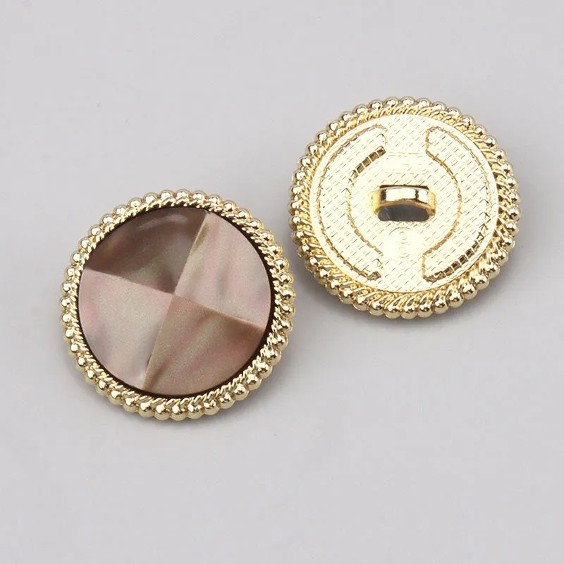 Pearl Luster Faceted Resin Metal Shank Buttons for Outerwear 15 Pack