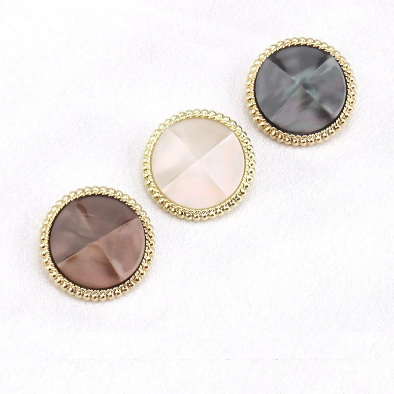 Pearl Luster Faceted Resin Metal Shank Buttons for Outerwear 15 Pack