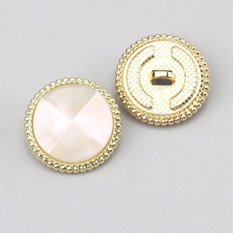 Pearl Luster Faceted Resin Metal Shank Buttons for Outerwear 15 Pack