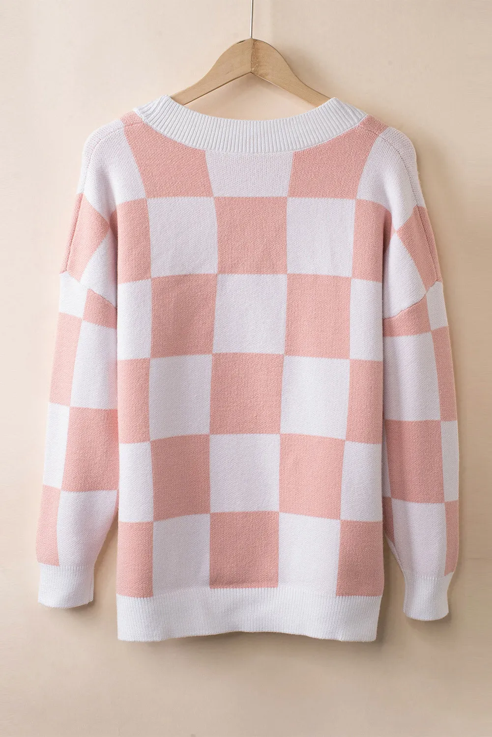 Pink Colorblock Plaid Button Up Cardigan