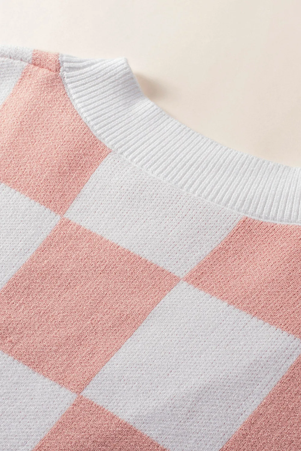 Pink Colorblock Plaid Button Up Cardigan