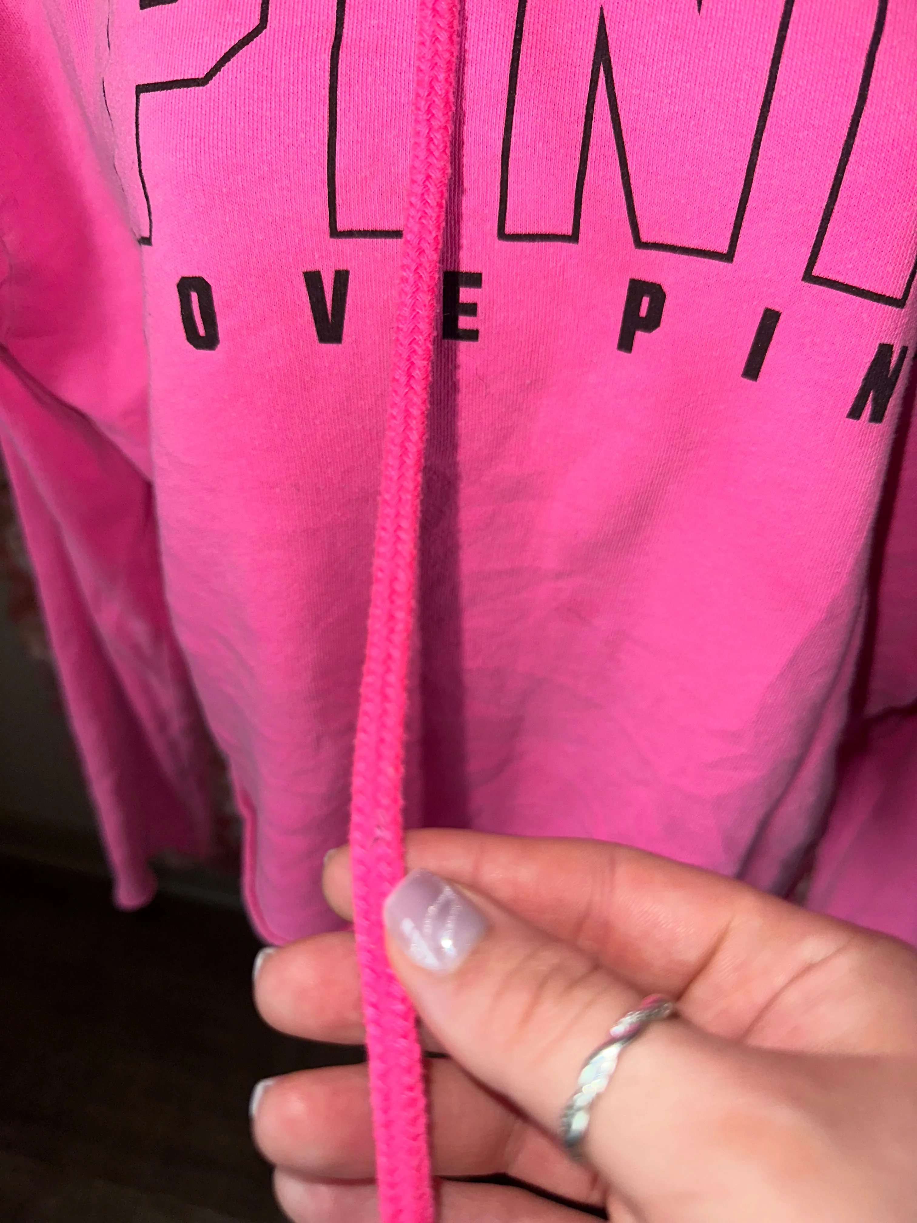 PINK Victoria's Secret (Small) Hot Pink Cropped Hoodie with Open Back