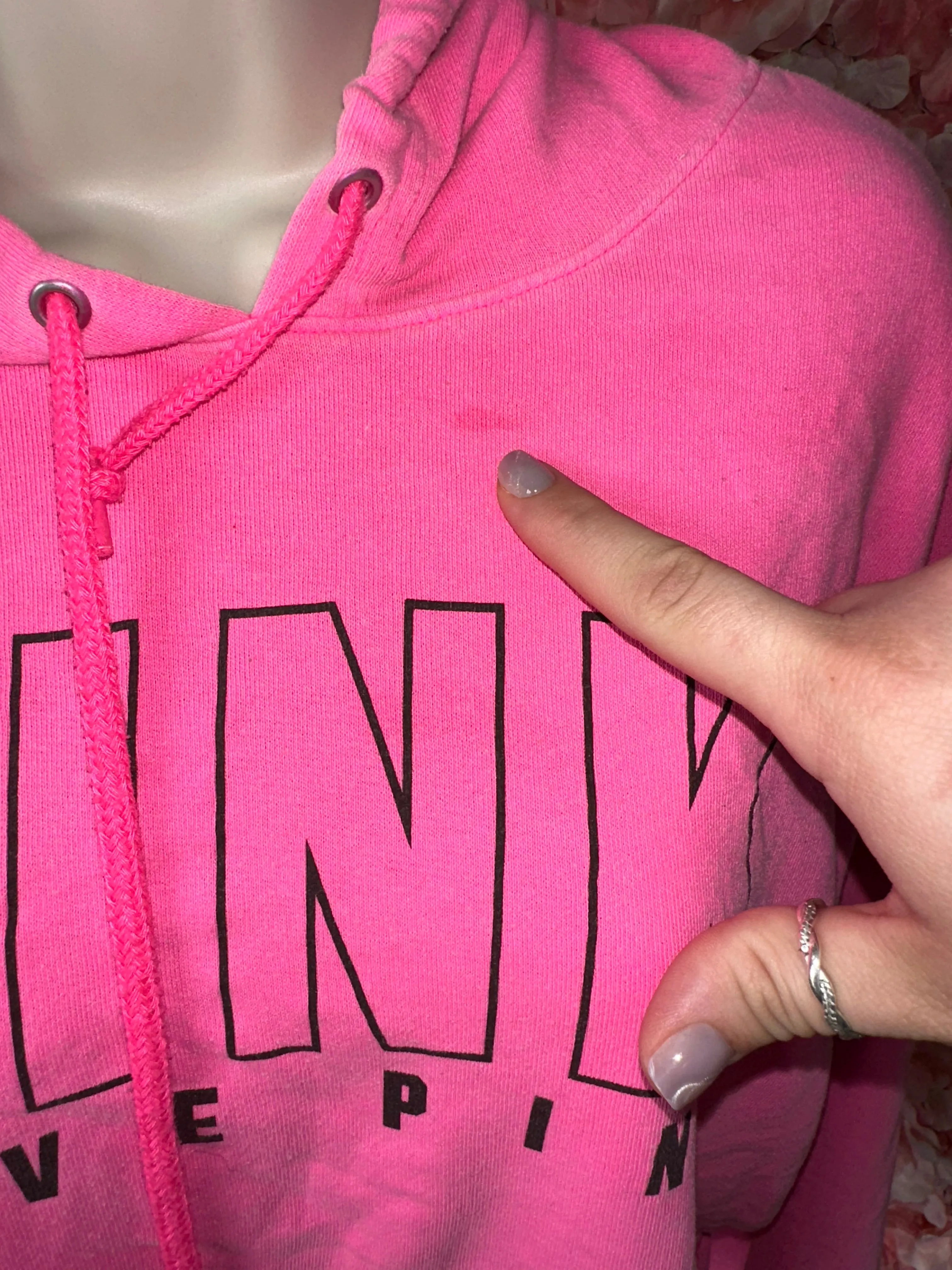 PINK Victoria's Secret (Small) Hot Pink Cropped Hoodie with Open Back