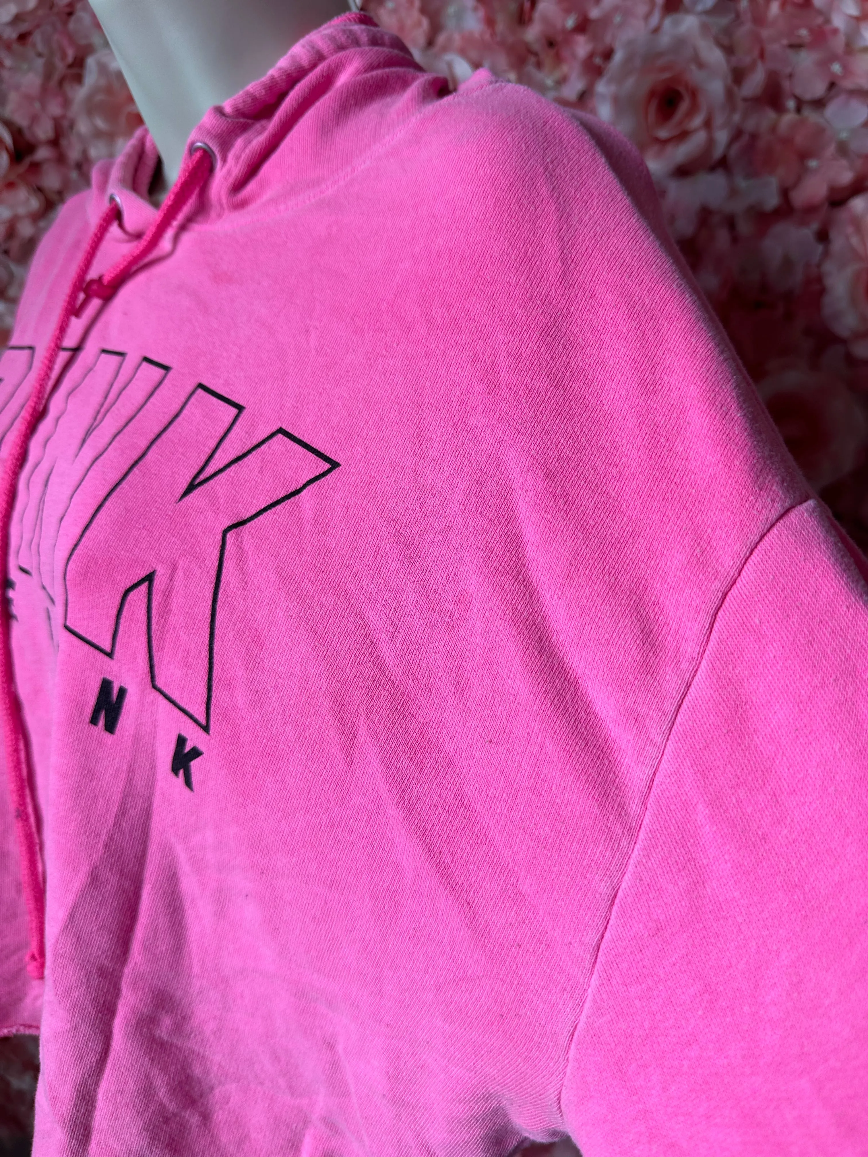 PINK Victoria's Secret (Small) Hot Pink Cropped Hoodie with Open Back