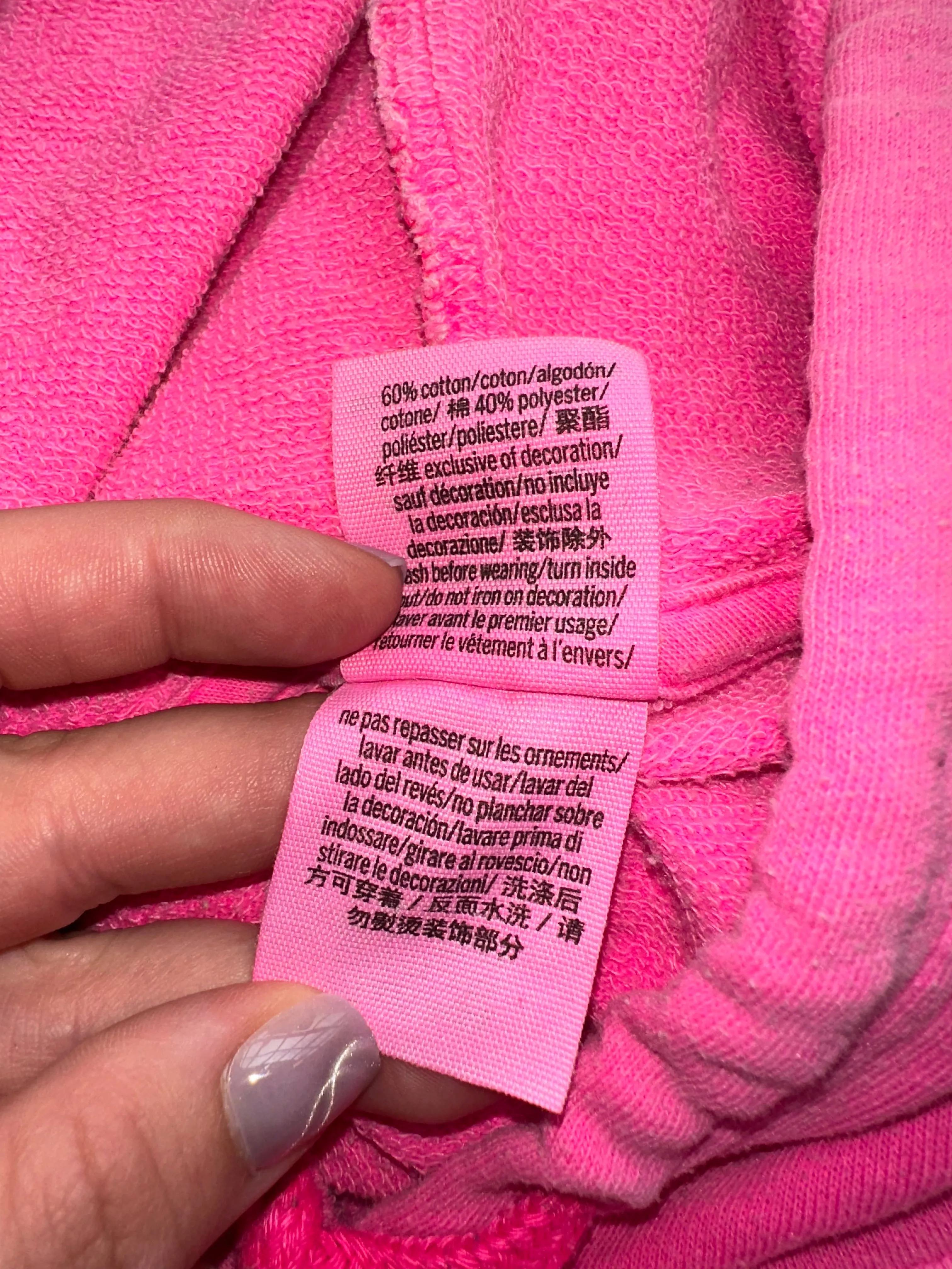 PINK Victoria's Secret (Small) Hot Pink Cropped Hoodie with Open Back
