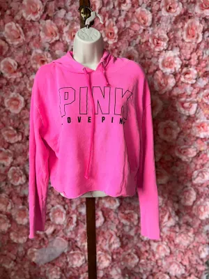 PINK Victoria's Secret (Small) Hot Pink Cropped Hoodie with Open Back