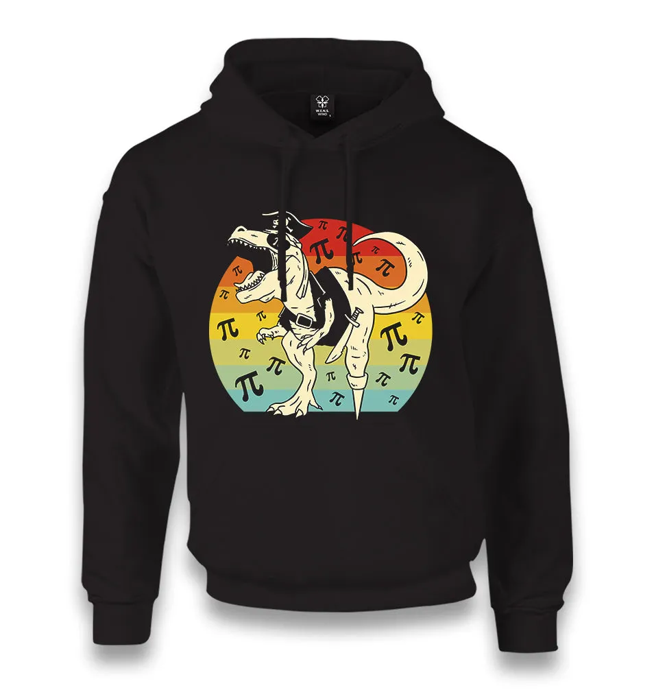 Pirate Dinosaur with Pi Number Unisex Black Hoodie