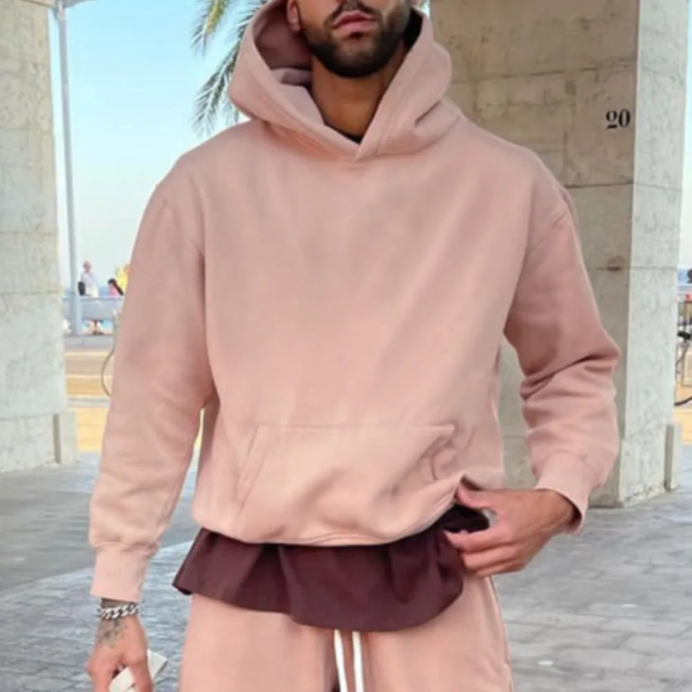Plain Basic Loose Casual Hooded Men's Long Sleeve Sweatshirt