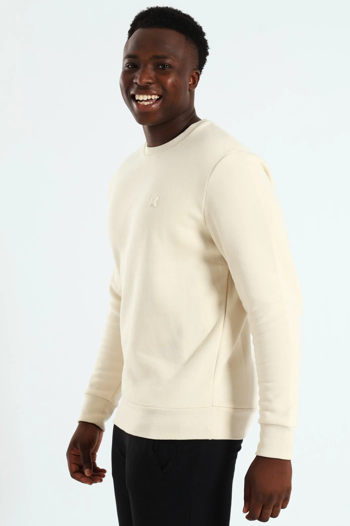 Plain Crew Fleece Top - Light Stone